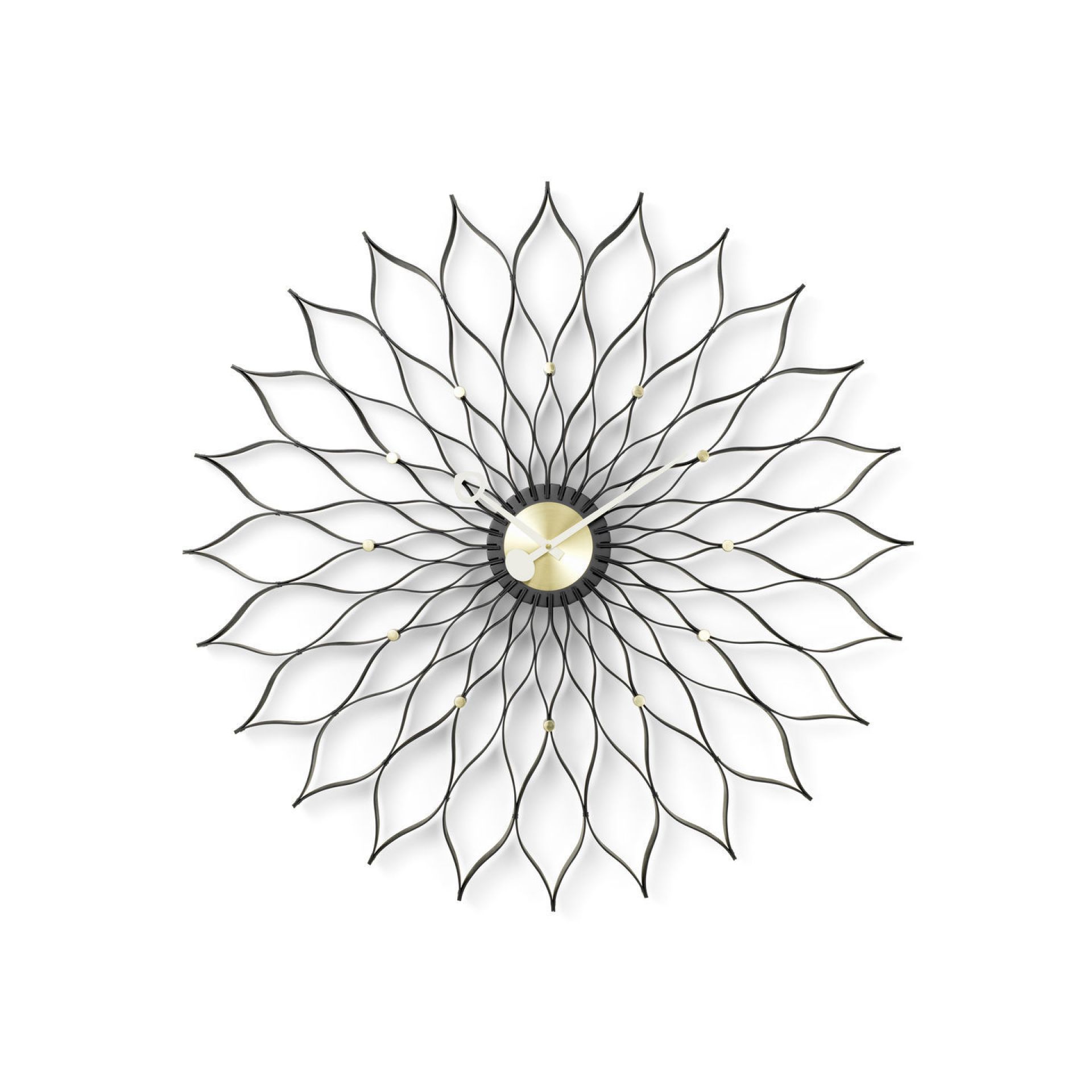 Sunflower Clock Wall Clock Vitra Ash black / brass